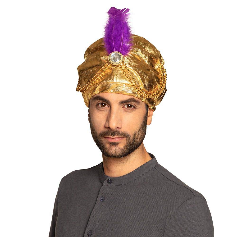 Boland Sultan Selim Turban - Shiny Fabric, Pearl Chains & Feather Details, One Size, Ideal for Arabian Prince & Eastern Governor Cosplay