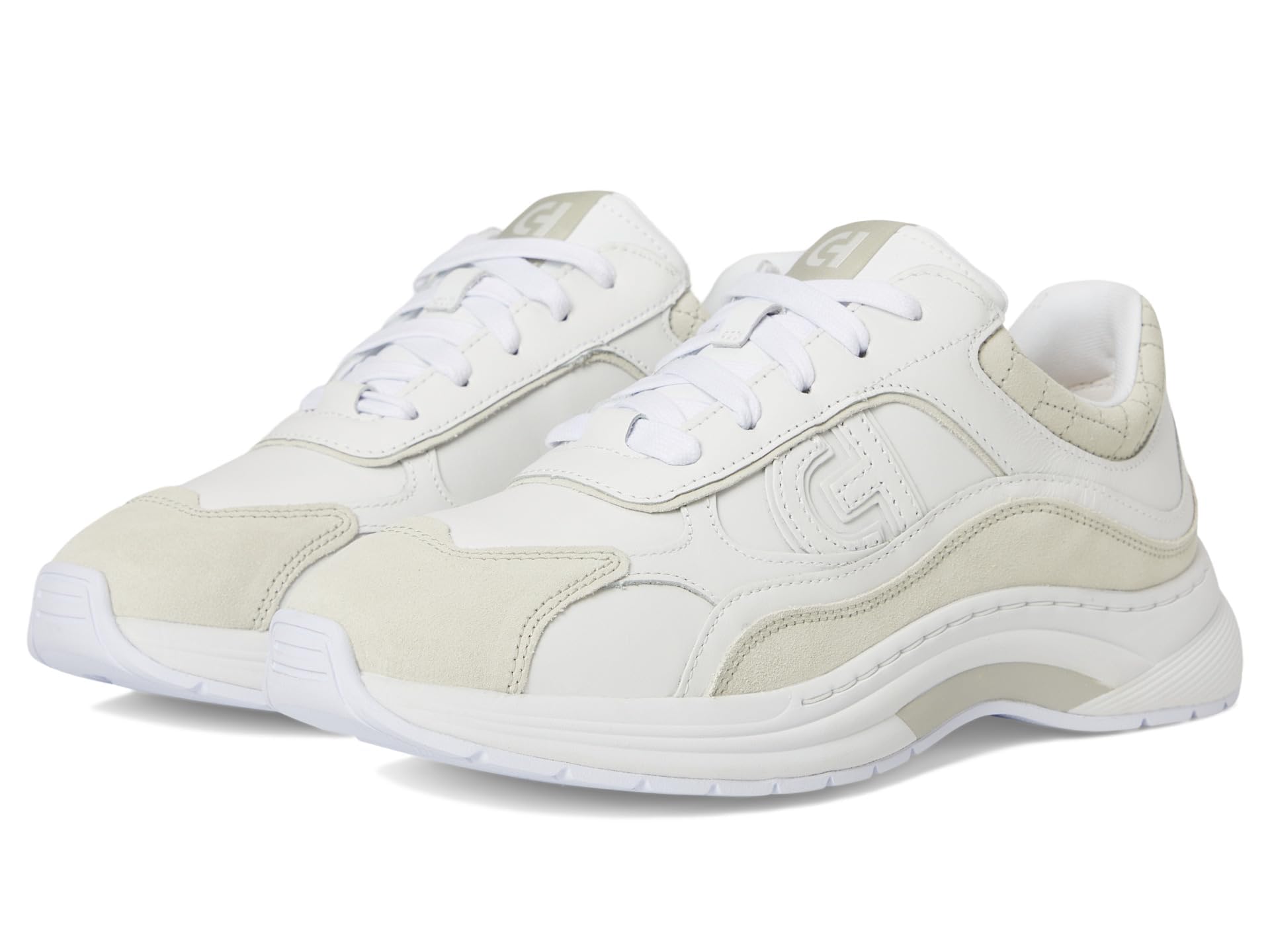 Cole Haan Women’s Grandpro Eleeana Runners, White Leather/Silver Birchsuede, 5.5-C US