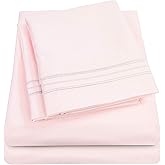 1500 Supreme Collection Twin Sheet Sets Pale Pink - 3 Piece Bed Sheets and Pillowcase Set for Twin Mattress - Extra Soft, Elastic Corner Straps, Deep Pocket Sheets, Twin Pale Pink