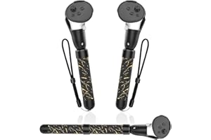 TYASOLEIL VR Handle Attachment for Meta Quest, Extension Controller Accesories, Virtual Reality Headset (Black Gold, Quest 3/3S)