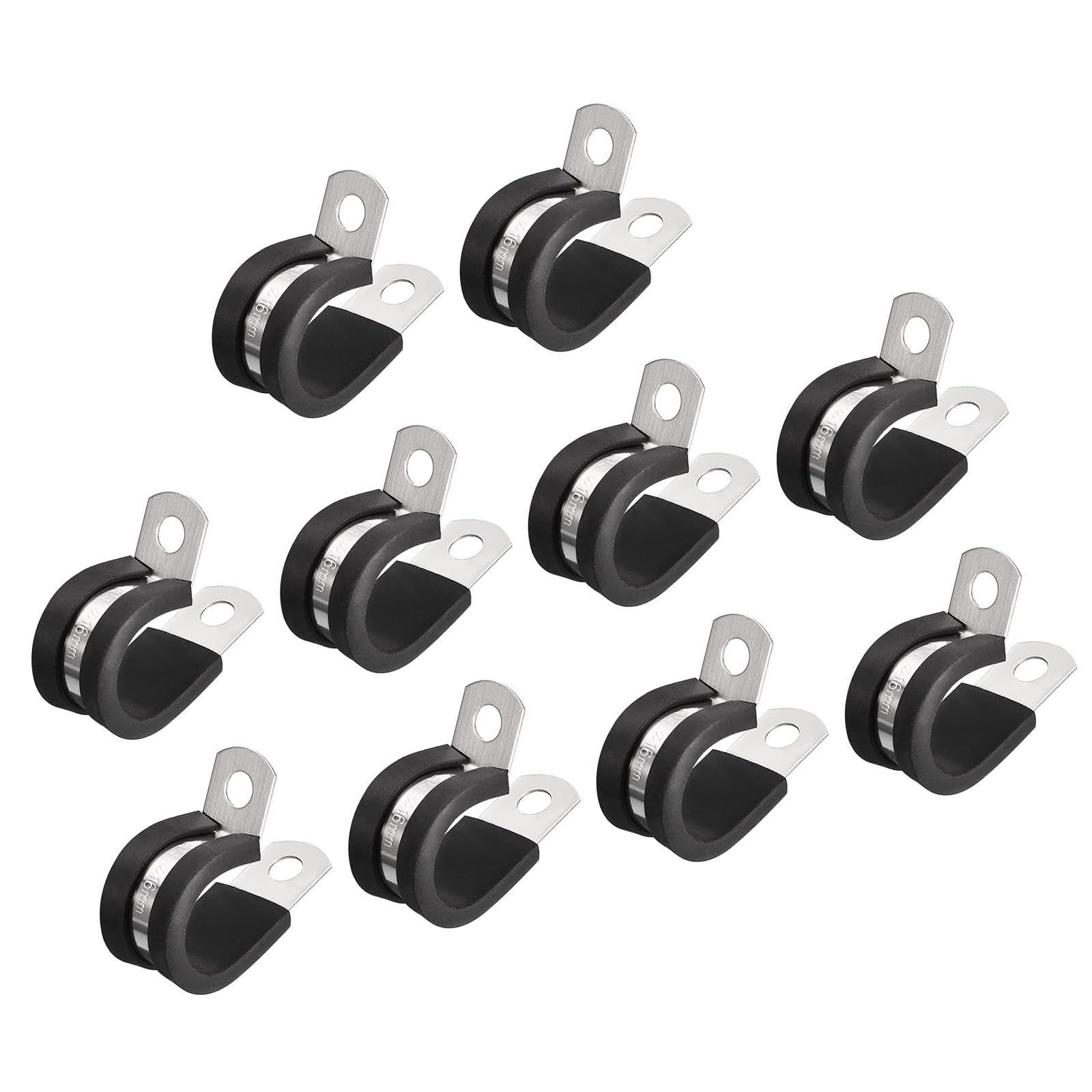 MACHSWON 20Pcs 5/8 Inch(16mm) Cable Clamp, Rubber Cushioned Insulated Clamp 304 Stainless Steel R Shape Bracket Metal Pipe Clamp Tube Holder for Wire Hose Tube