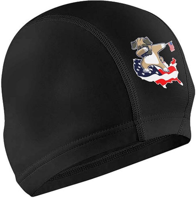MZHY Funny French Bulldog Dabbing Adult Swim Caps, Pu