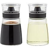 Juvale Glass Oil & Vinegar Dispenser Set - Leak-Proof No-Drip Glass Salad Dressing Bottle & Sauce Bottles - Olive Oil Cruet & Balsamic Vinegar Dispenser - Pack of 2, 5.5 fl oz, Black