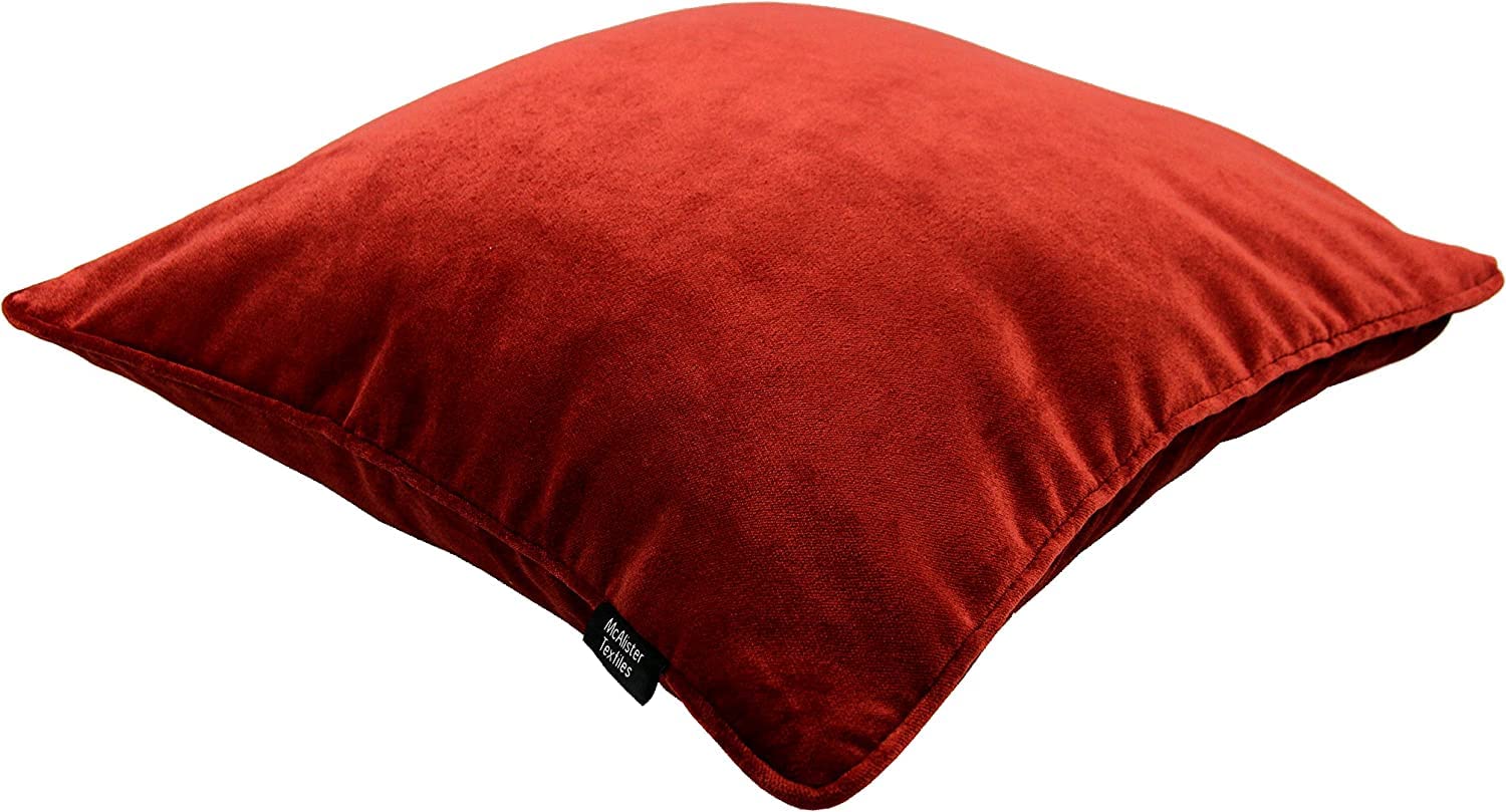 McAlister Textiles Matt Velvet Piped Cushion Covers - Rust Orange 49x49 Cm - 19x19 Inches - Plush Decorative Throw Pillows Machine Washable & Fade Resistant