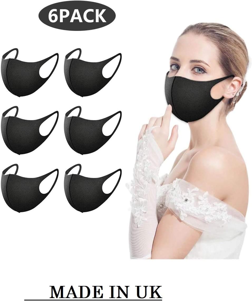 Protectafile 6 Pack Face Mask, Washable Polyester Mouth Cover (THINE LAYCRA)