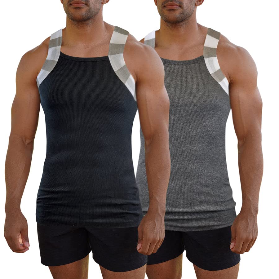 Different Touch 2 Pack Men Square Cut Two Tone Trim