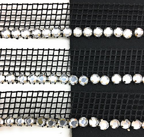 Katz trimming/Trims Unlimited Rhinestone Faux on Black Lip Cord - Cord-Edge,5mm Rhinestone Piping, Trim, for Clothing Pillows, Lamps, Draperies 2 Yards