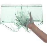 ZONBAILON Breathable Ice Silk Men's Boxer Briefs See-Through Underwear Trunk Transparent Stretch