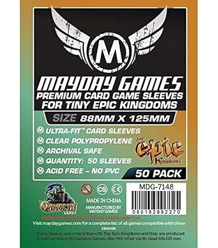 Amazon.com: Sleeve Kings Standard Card Sleeves – 110 Count, Clear 60 Micron  Thickness, Large Size (88 x 125mm), Compatible with Tiny Epic Kingdoms &  More – SKU: SKS-8818 : Toys & Games