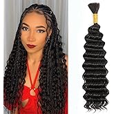Datanala Human Braiding Hair 18Inch Deep Wave Bulk Human Hair for Braiding 1Bundle/50g Brazilian 100% Unprocessed Virgin Wet 