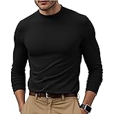 RQP Mens Mock Turtleneck Long Sleeve Lightweight Basic Solid Undershirt Stretch Slim Fit Sweaters