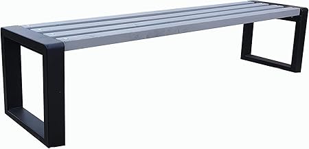 Amazon De Outdoor Gartenbank Grande Ohne Lehne Holz Und Metall Grossen Robust Und Wetterfest Ideal Fur Garten Und Stadt Grau 100