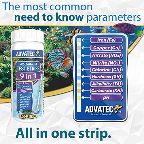 9 in 1 Aquarium Test Strips for Fresh & Saltwater Aquariums, Test for