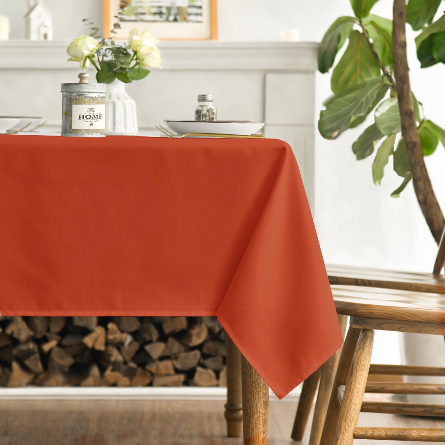 Horaldaily Orange Tablecloth 60×84 Inch Rectangular, Stain and Wrinkle ...