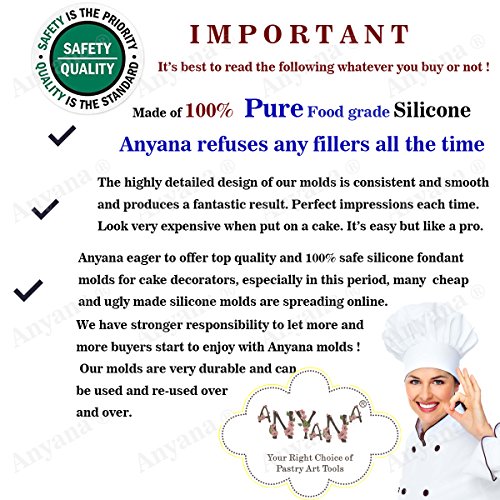 Anyana 15.5" sugar edible hearts lace cake silicone Embossing Mat Texture fondant impression lace mat decorating mold gum paste cupcake topper tool icing candy imprint baking moulds sugarcraft