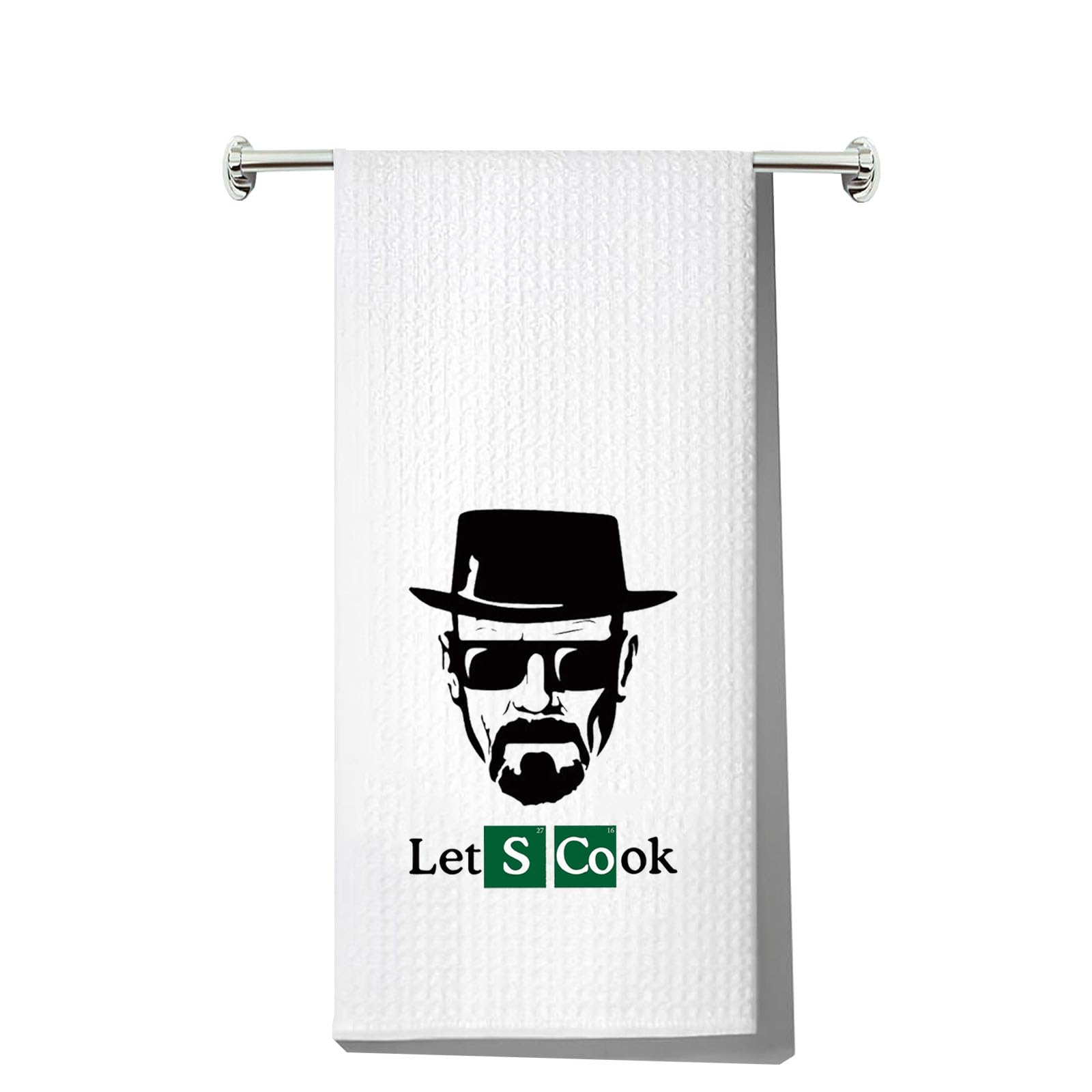 LEVLO Let's Cook Walter White Dish Towel - Checkered Pattern, 16cm*24cm, Polyester/Polyamide Blend, Kitchen Cloth, Casual Style, Adult, 1 Count