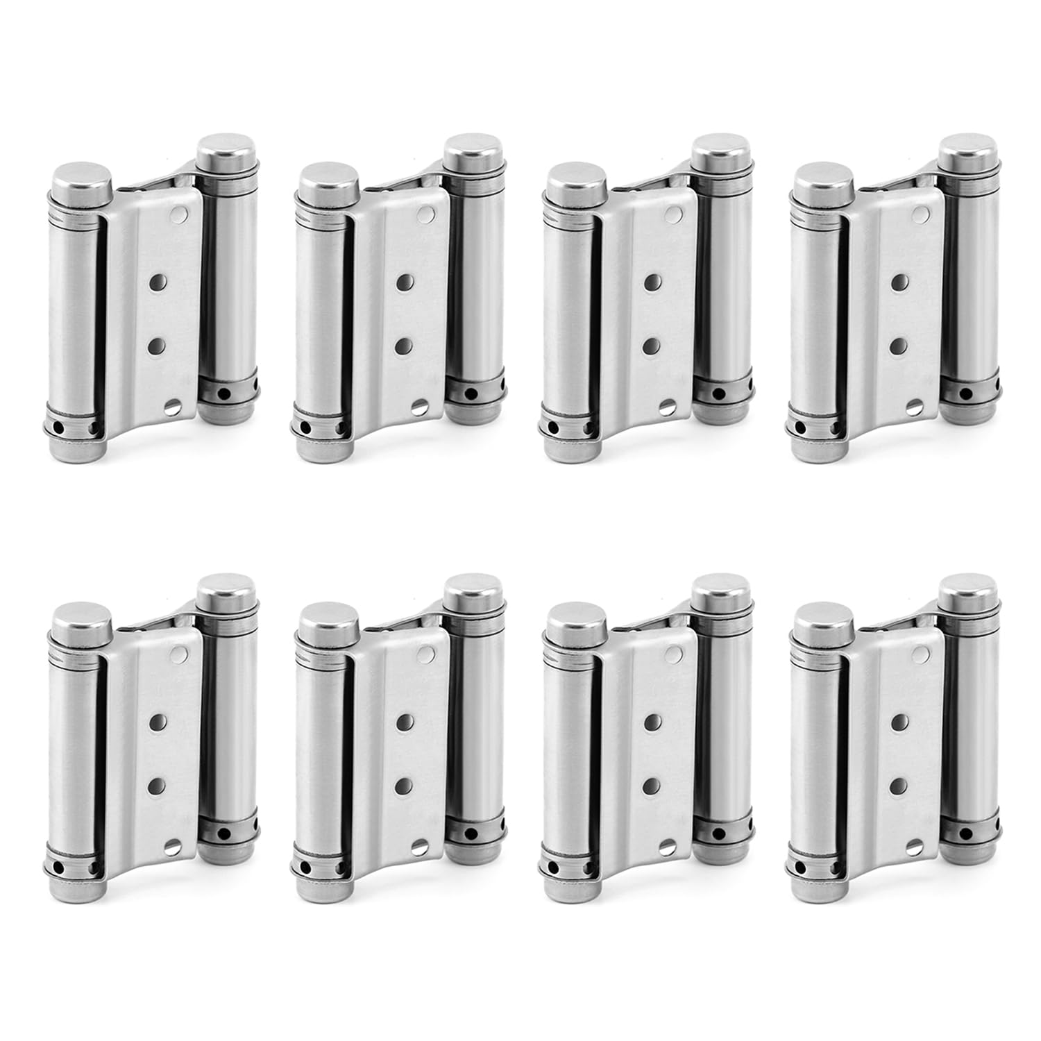 Photo 1 of QWORK Heavy Duty Cafe Saloon Bars Door Swing Hinges, 8 Pack 3" Stainless Steel Self Closing Swing Hinges, Double Action Spring Door Hinges, Including Pins and Screws