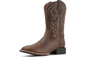 SUREWAY Cowboy Boots For Men - Mens Sport Wide Square Toe Western Boot,Oil/Slip Resistant,Durable Fashionable Classic Pull on 10 Inch Wellington Boots - Leather