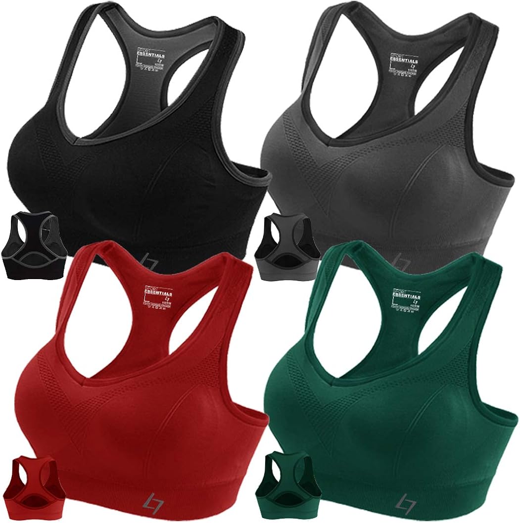 FITTIN Racerback Sports Bras for Women- Padded Seamless High Impact Support for Yoga Gym Workout Fitness at  Women’s Clothing store