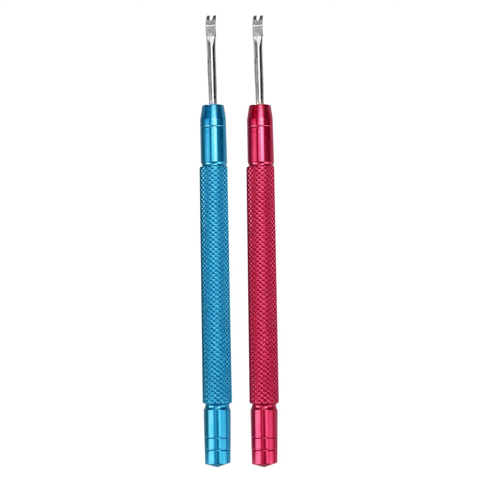 Watch Hand Pressers, 2pcs 9. 5cm Alloy Steel Knurled Handle Watch Hand Lever Watch Tools Blue and Red for Home Businesses Watchmakers Repair