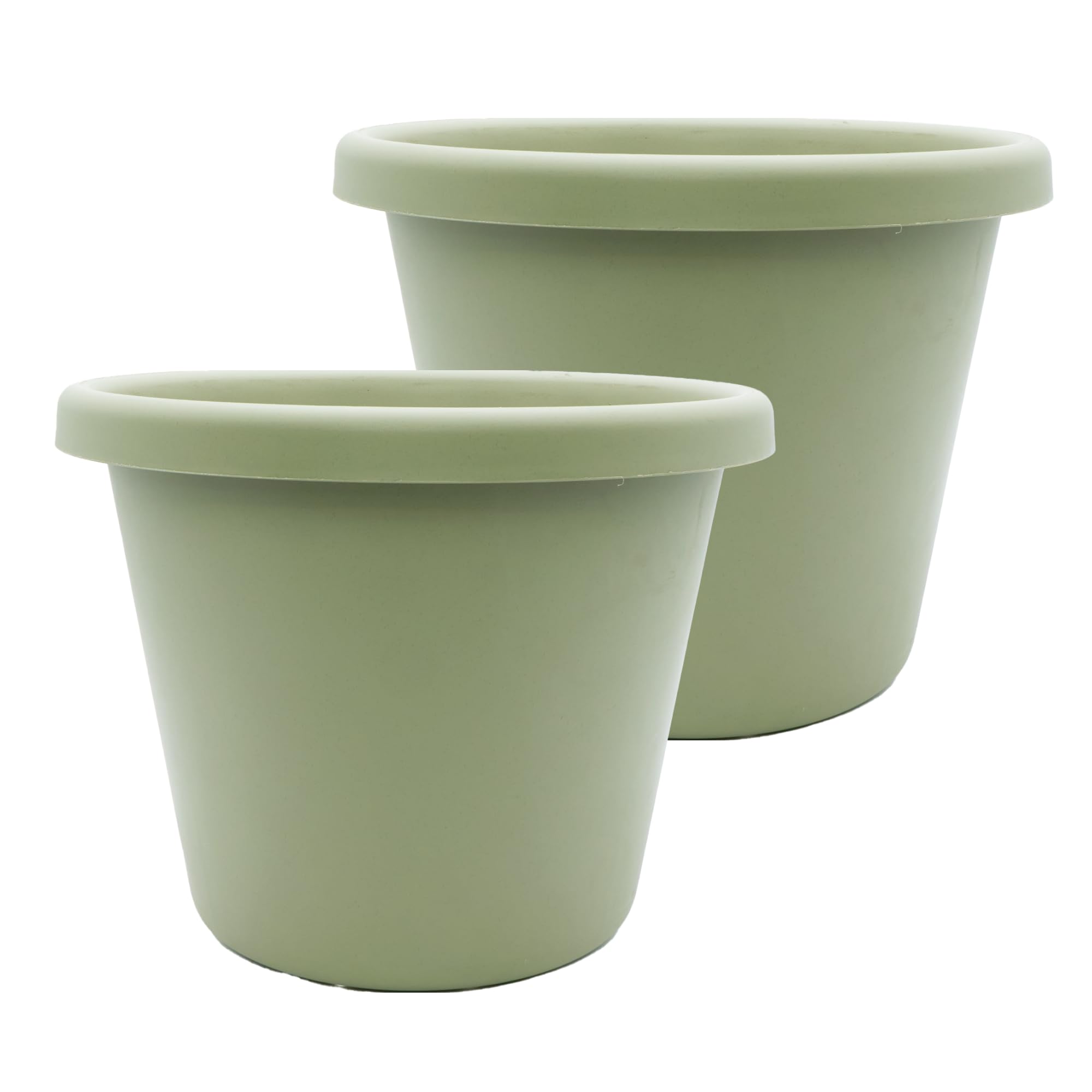 The HC Companies 15.5 Inch Classic Round Planter Pots with Drainage, Rolled Rim Plastic Planters for Indoor & Outdoor Plants, 2-Pack Decorative Flower Pots for Garden, Office & Home Decor, Seafoam Image