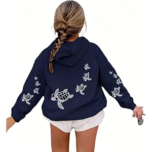 Fvnbvrst Girls Hoodie Turtle Teen Hoodies Long Sleeve Hooded Sweatshirts | Oversized hoodies for teen girls 10-12, cute sweat