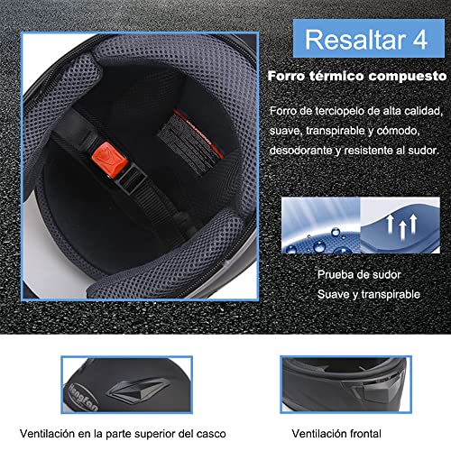 Yundobop Casco de Moto para Moto Integral Ajustable - Casco Motocicleta Integral con Lente antivaho HD, Babero de vellón extraíble Respirable y Ligero Matte Abatible Todas Las Tallas