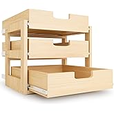 Pull Out Cabinet Organizer, 14''W×21''D×19''H Soft Close Slide Out Wooden Pull out Drawers, Three Tier Slide out Wood Cabinet Organizer, for Base Cabinet Organization in Kitchen, Pantry, Bathroom