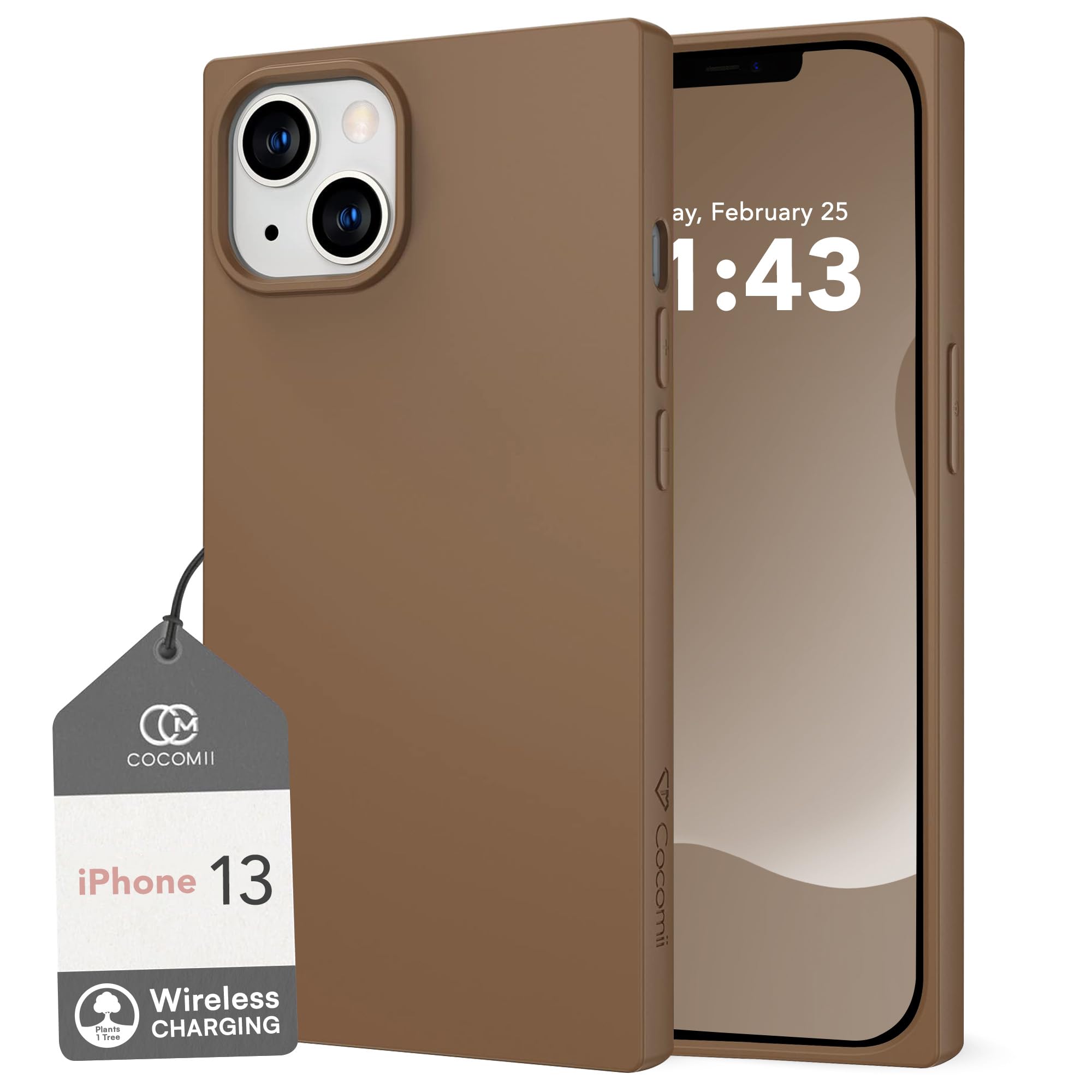 Photo 1 of Cocomii - Rectangle Case Compatible with iPhone 13/iPhone 14 - Soft Touch Silicone, Microfiber Lining, Women Girls Men, Protective Phone Case for iPhone 13/14 6.1 inch, Golden Brown