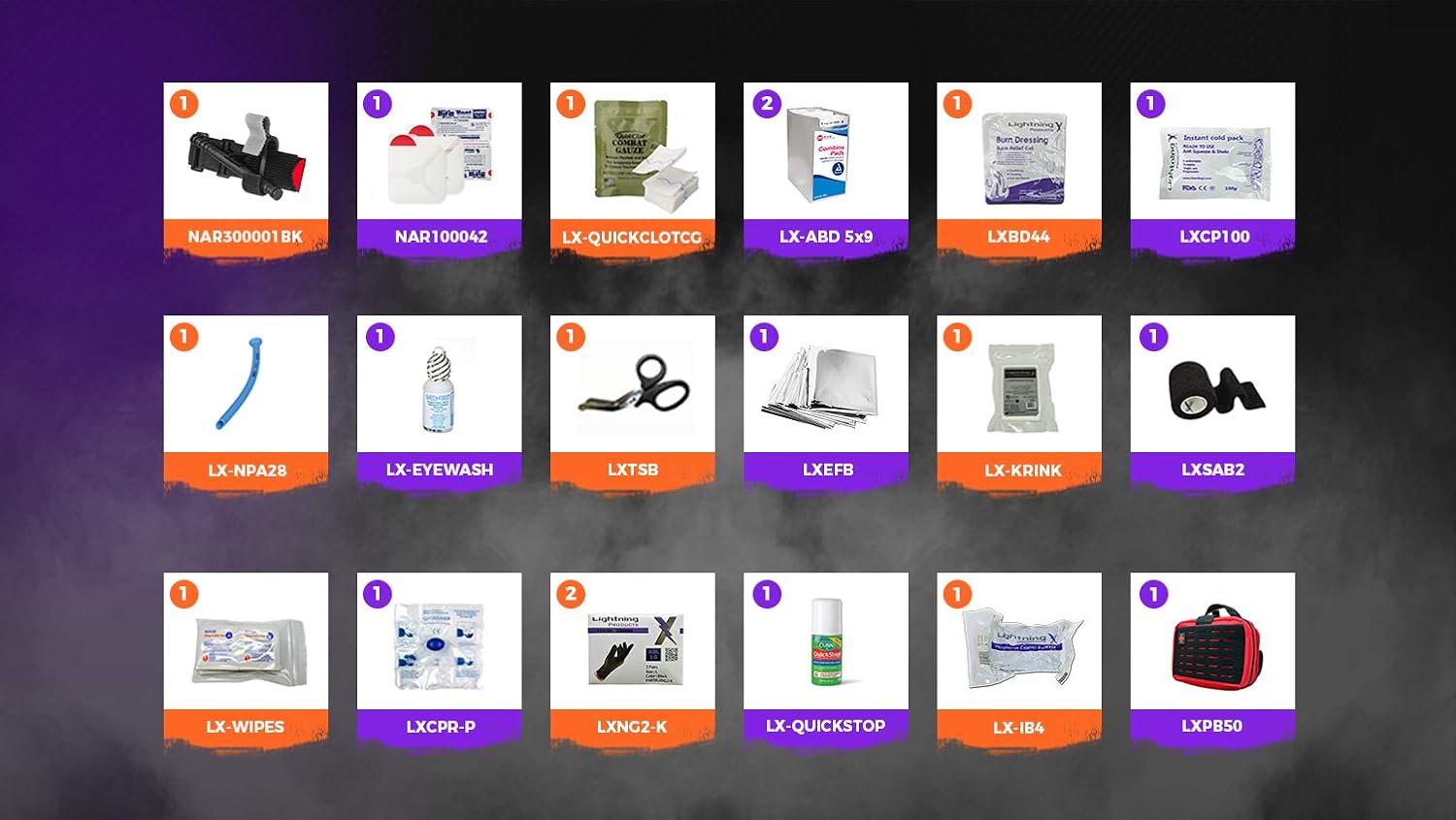 Lightning X Rip-Away Officer's Patrol Tactical Gunshot & Trauma IFAK Kit w/Headrest Mount - RED: Health & Personal Care