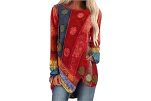 SHOPESSA Blouses for Women Dressy Fashion Long Sleeve Loose Western Shirts Vintage Tunic Tops to Wear with Leggings