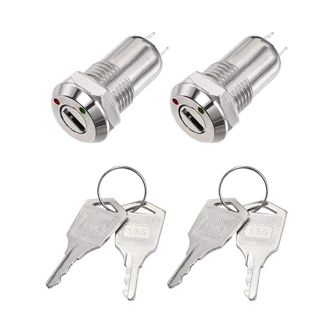 Sourcingmap 12mm 2 Positions Key Lock Push Button Switches with Keys NO/Off 2Pcs
