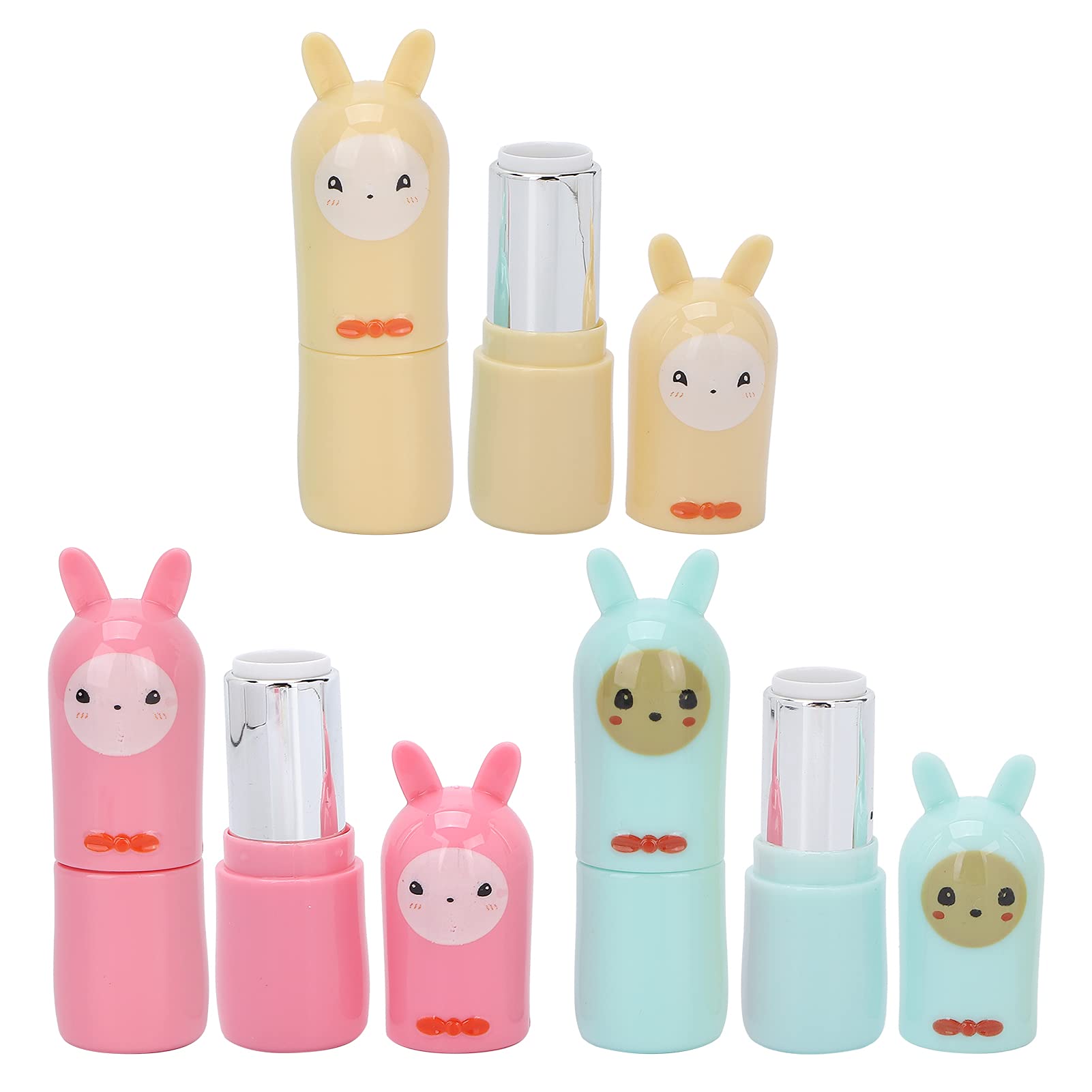 6 Pcs Lip Balm Tube Kit, Empty Cartoon Animal Shape Makeup Tools Refillable Lip Balm Bottles for DIY Homemade Lipstick