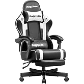 Video Gaming Chair for Adults with Footrest, Ergonomic PC Chair,Jet Black | Pocket Springs &amp; Foam,51cm Wide Seat,Sync Armrests, 90&deg;-135&deg; Backrest, PU Leather, Jet Black, 400lbs Load