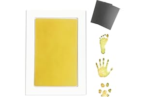 REIGNDROP Inkless Large Clean Touch Ink Pad Kit for Baby Footprint, Handprint & Pet Paw Print - No Ink Mess, Baby Safe, One Time Use, Includes 2 Cardstocks (Clean-Touch - Gold)