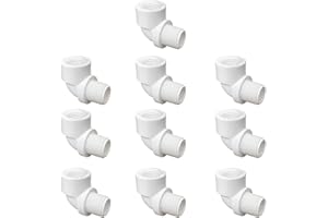 FangKingNo 10PCS 1" PVC Male Thread to Female Thread 90° Street Elbow Coupling (MIPT to FIPT) for PVC PIPE Pressure Fittings, Female to male Elbow Adapter Connector White (1 Inch)