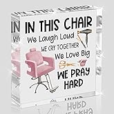 Hair Salon Decor, Hairdresser Gifts, Pink Salon Decor for Hair Stylist, Cosmetology Graduation Decorations, Birthday Appreciation Gifts for Hairstylist Women Acrylic Sign for Barber Shop Desk 4x4 Inch