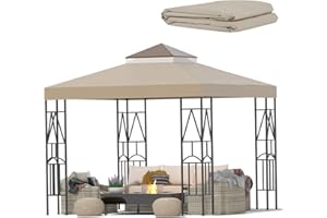 Morikoro 10x10 Canopy Replacement Top Canopy Cover Replacement 10x10 FT Double Tiered Gazebo Covers for Yard Patio Garden Canopy Sunshade (Coffee Liqueur+Brown)