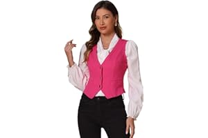 Allegra K Women's Denim Vest V Neck Button Down Sleeveless Casual Jean Jacket