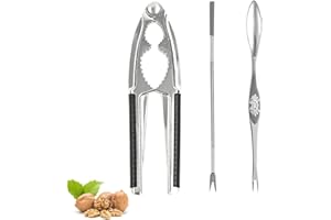 Nut Crackers Walnut Cracker Heavy Duty Shell Cracker with 2 PCS Forks/Picks Stainless Steel Seafood Crackers Nutcracker with 