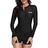 Daci Women Long Sleeve Rash Guard One Piece Boyleg Swimsuit Zipper Surfing Bathing Suit UPF 50+