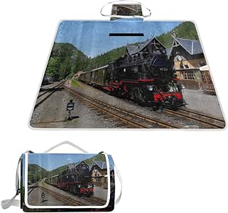 XINGAKA Manta de Picnic Impermeable，Calibre Estrecho Ferrocarril Vapor