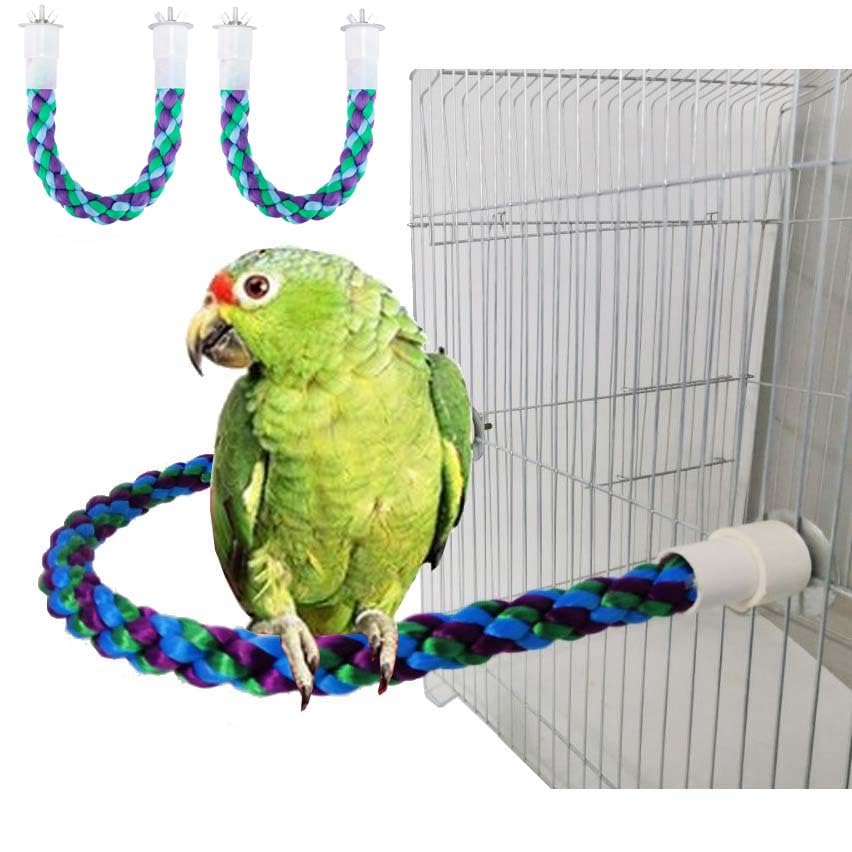 Photo 1 of 2Pcs 11.8’’Bird Rope Perches,Bendable Climbing Standing Chew Cage Toys Unique&Simulate Natural Color Bungee Toys for Small to Regular Size Birds