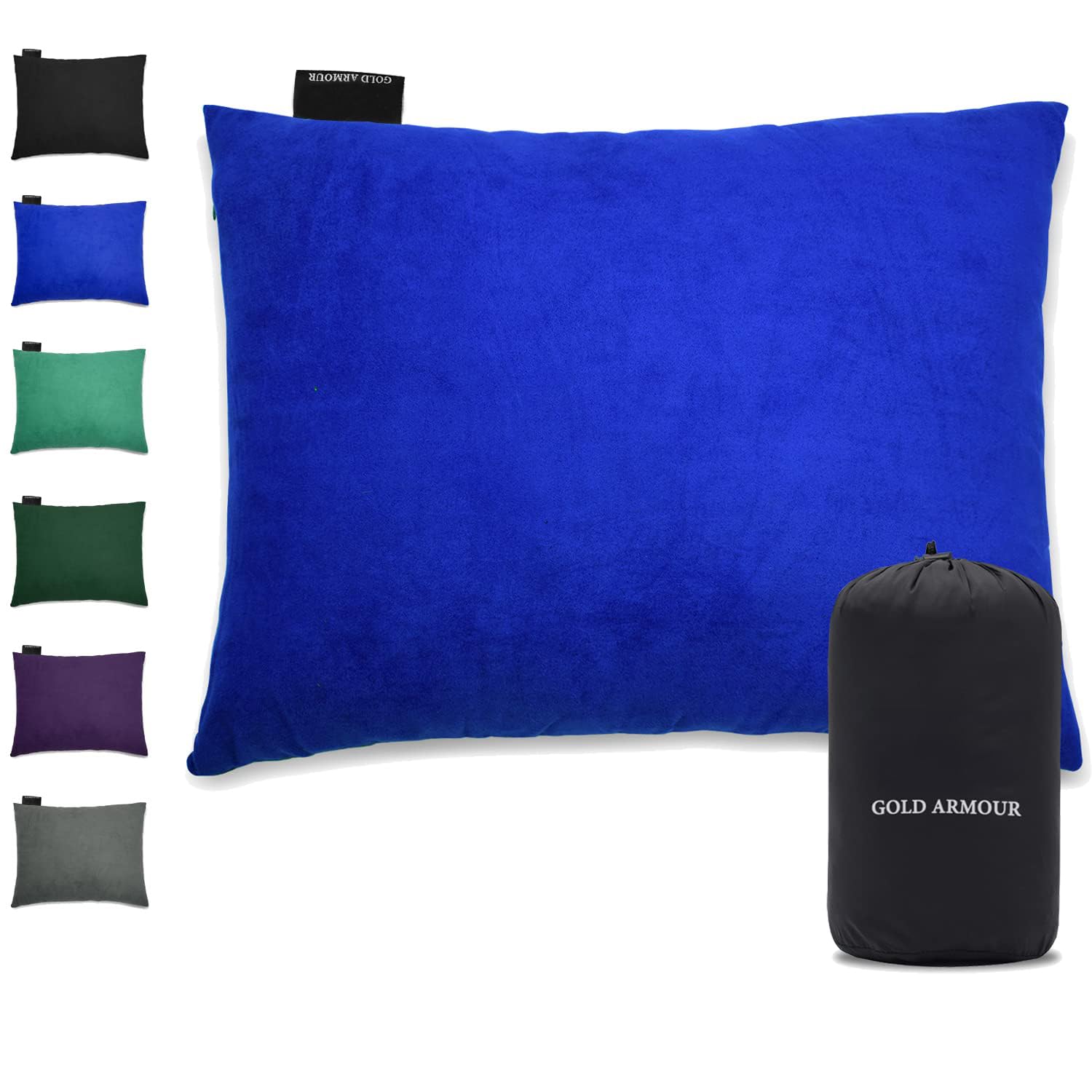 Photo 1 of Gold Armour Camping Pillow - Backpacking and Travel Pillow for Sleeping and Traveling - Compressible Memory Foam Travel Pillow - Essential Camping Accessories Gear (Small 12 x 16in, Blue)