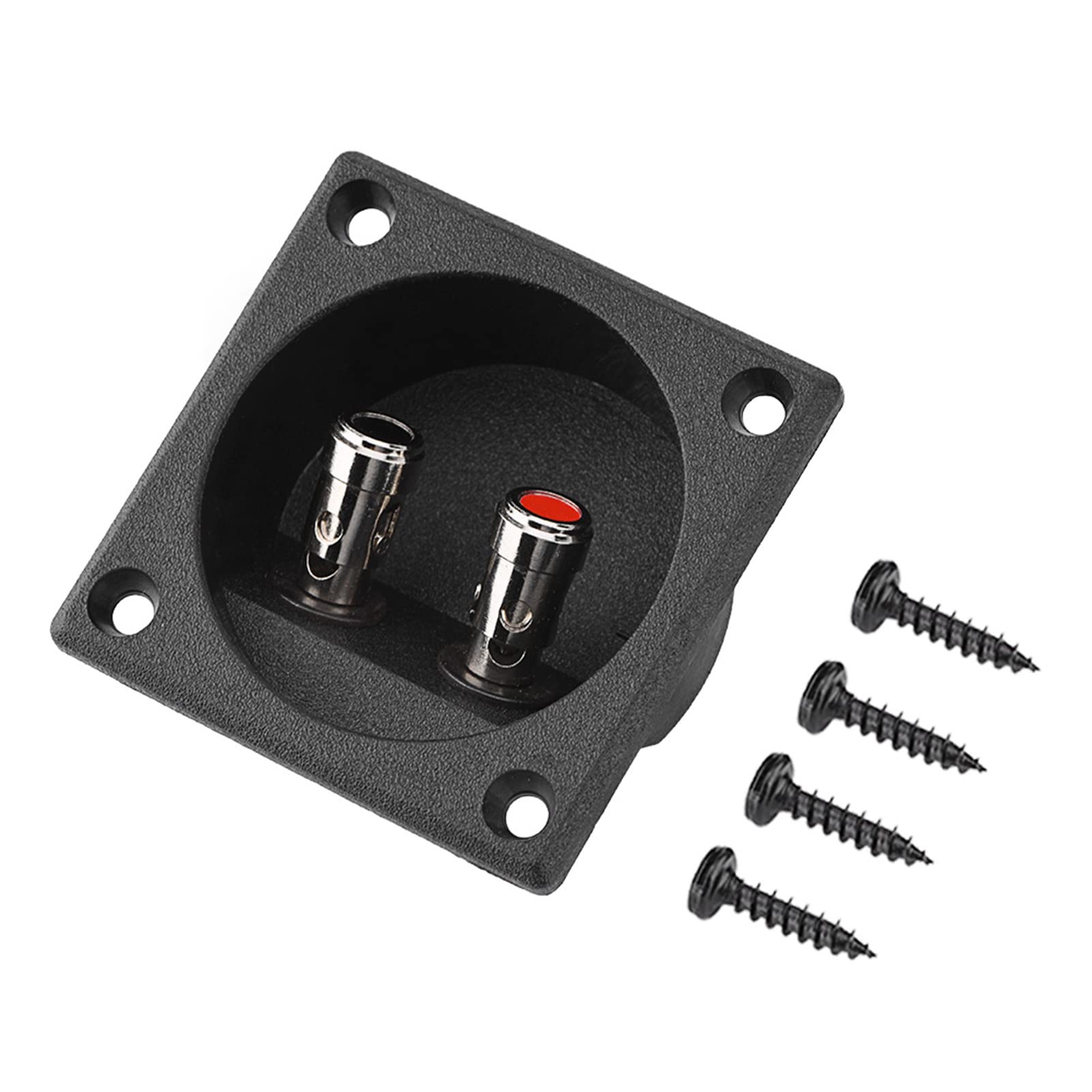 Photo 1 of Joyzan Speaker Box Terminal, 2 Way Binding Post Round Subwoofer Board Power Cup Plates Double Mounting Holes Kits Screw Spring Connectors Acoustic Component Repalcement Plug DIY Car Stereo Home Audio