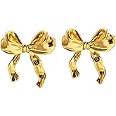 Gold Silver Bow Earrings for Women Fashion Ribbon Stud Earrings Cute Bow Earrings Fashion Statement Jewelry Gift