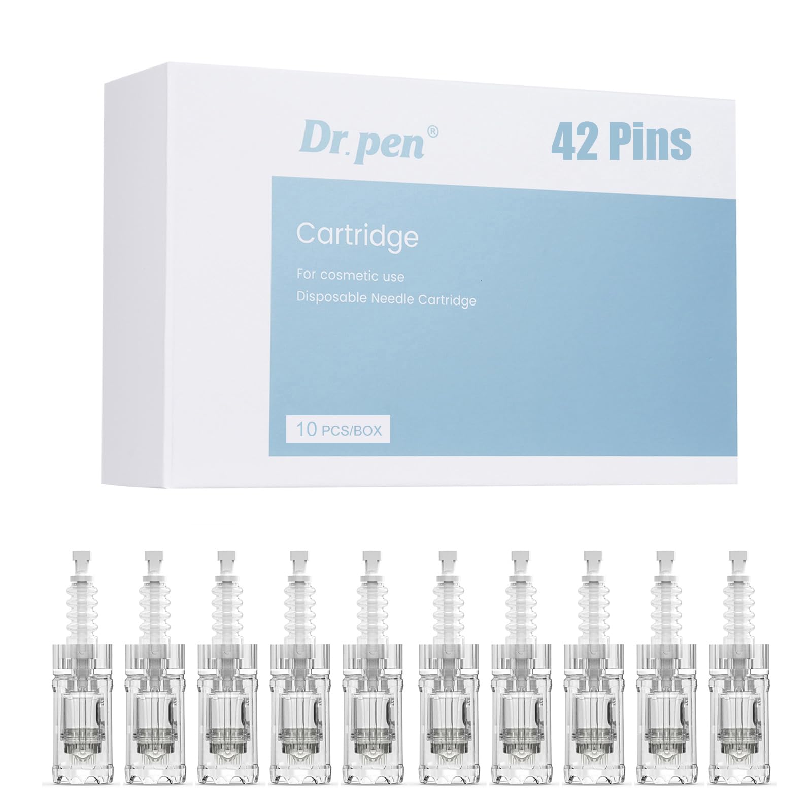 Dr.pen A10 Cartridges 42 Pins, 10Pcs Dr.pen Replacement Cartridges for Microneedling Pen A10 Model, Authentic Disposable Microneedling Cartridges (42 Pins, 10Pcs)