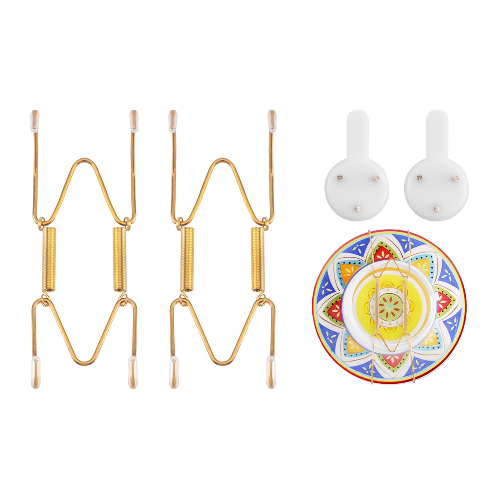 Photo 1 of 2 Pack Plate Hangers for The Wall Suitable for 4-5 inch Small Decorative Plate, Invisible Stainless Steel Plate Hangers for Display with Wall Hooks, for Plates/Platter/Dish/Picture(Gold)