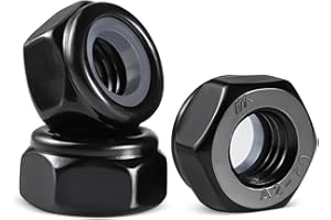 BNUOK 20Pcs M10-1.5 Lock Nuts, Nylon Insert Locknuts 304 Stainless Steel A2-70 Black Zinc Plated Self-Locking Nuts, Coarse Thread Hex Nylock Nut