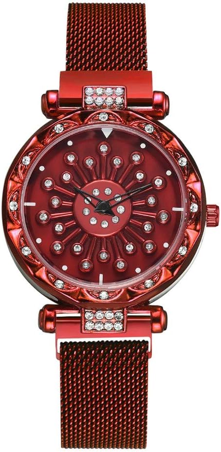 Women Watch Sale Clearance - Women's Analogue Quartz Wrist Watch Starry Sky Convex Glass Quartz Mesh with Magnetic Buckle Ladies Watch (J)